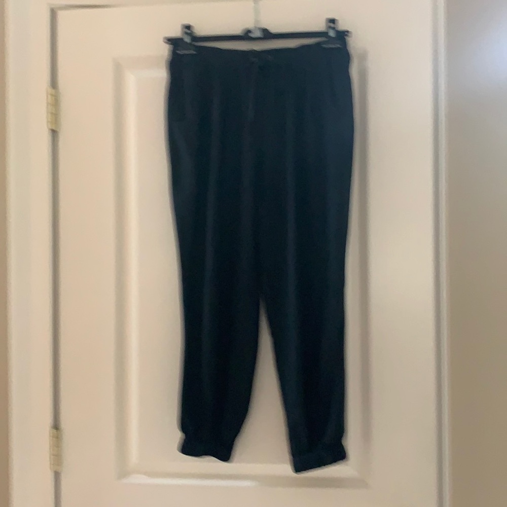 Acrobat NWT Cropped Black Silk Harem Pants. S.